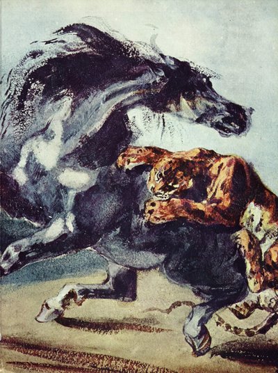 Tiger Attacking a Horse by Ferdinand Victor Eugene Delacroix